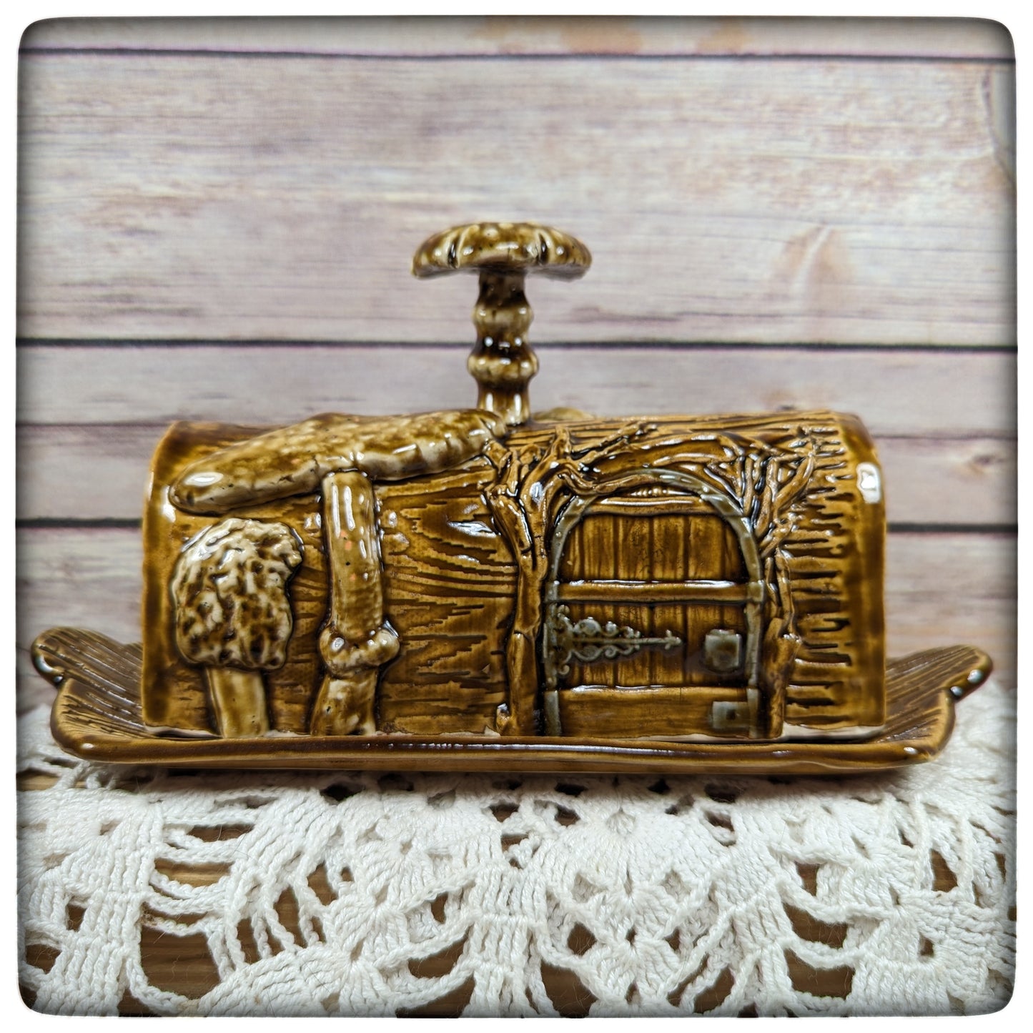 Butter Dish (Fairy Door and Mushrooms)