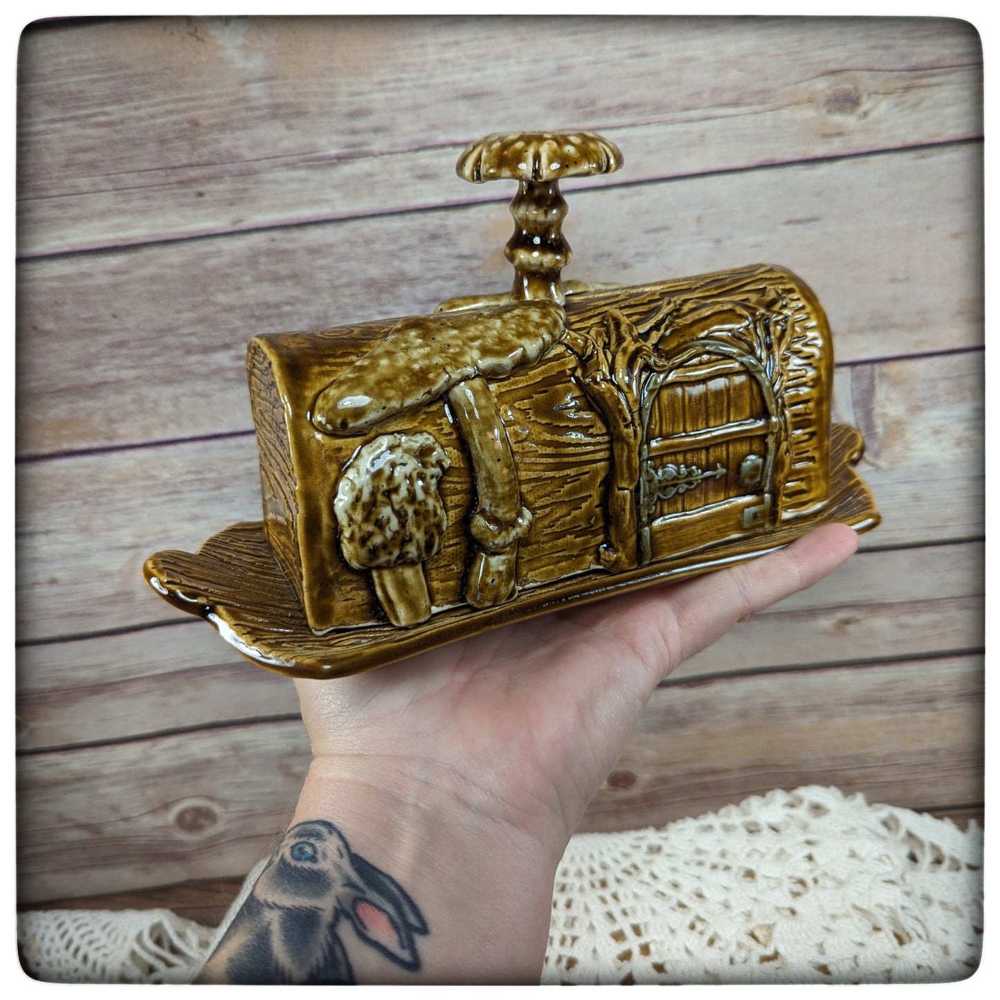 Butter Dish (Fairy Door and Mushrooms)