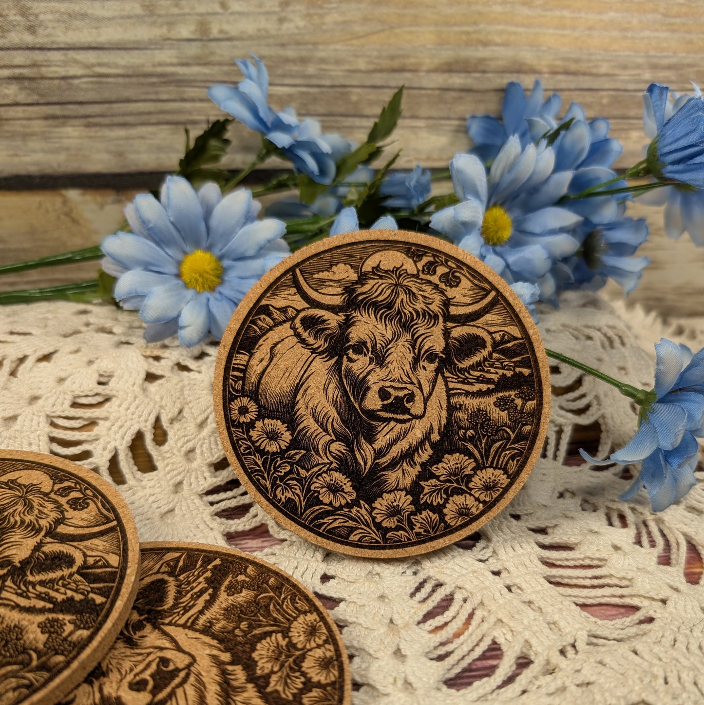 Highland Cow cork coaster