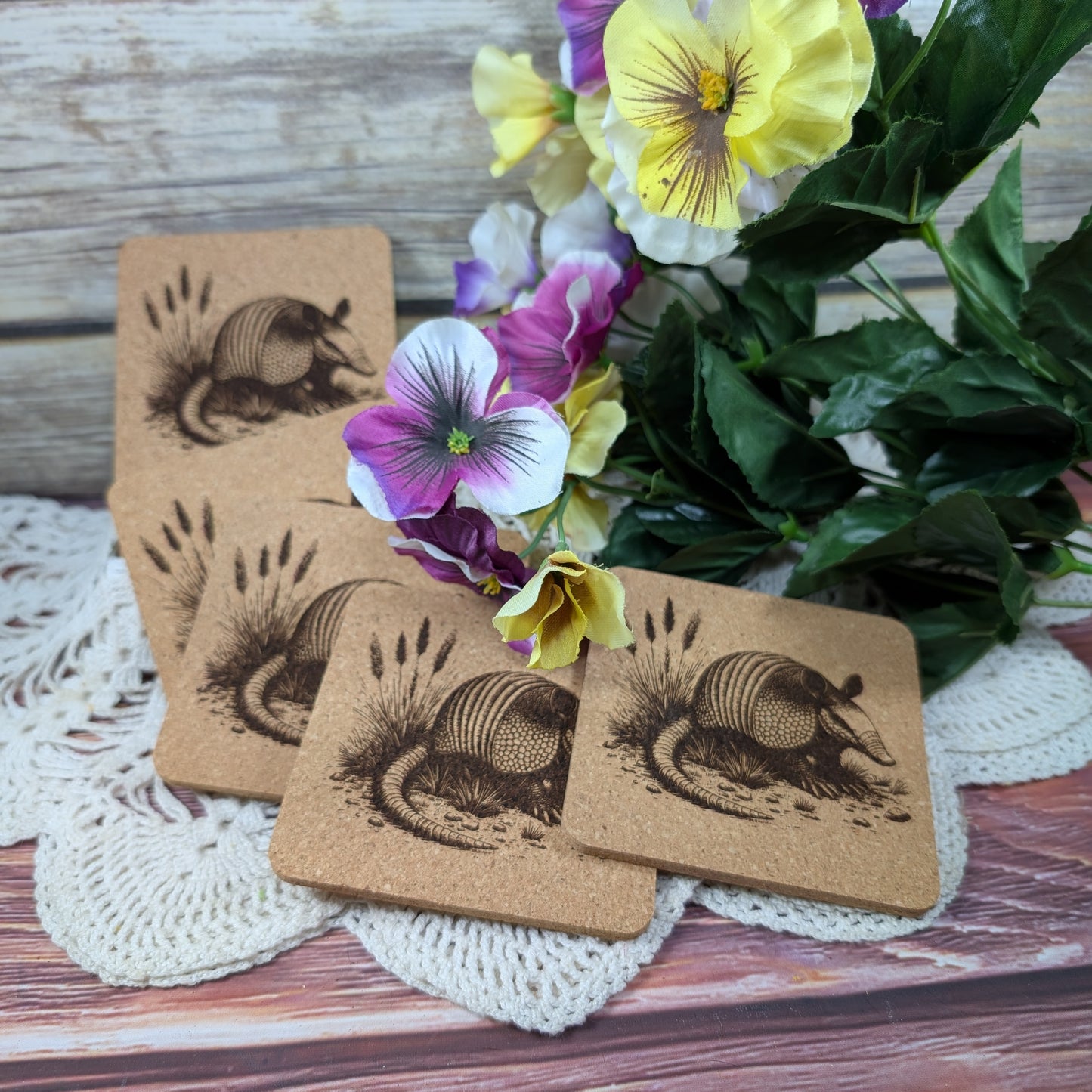 Armadillo cork coaster