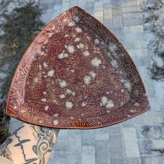 Sunflower triangle dish (10.5 inch)