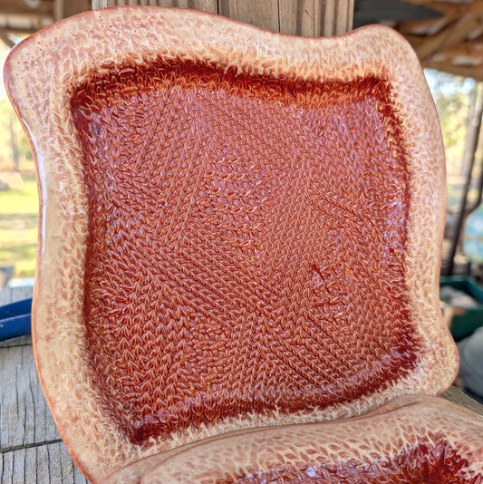 Knit Stitch swoopy square plate (9 inch)