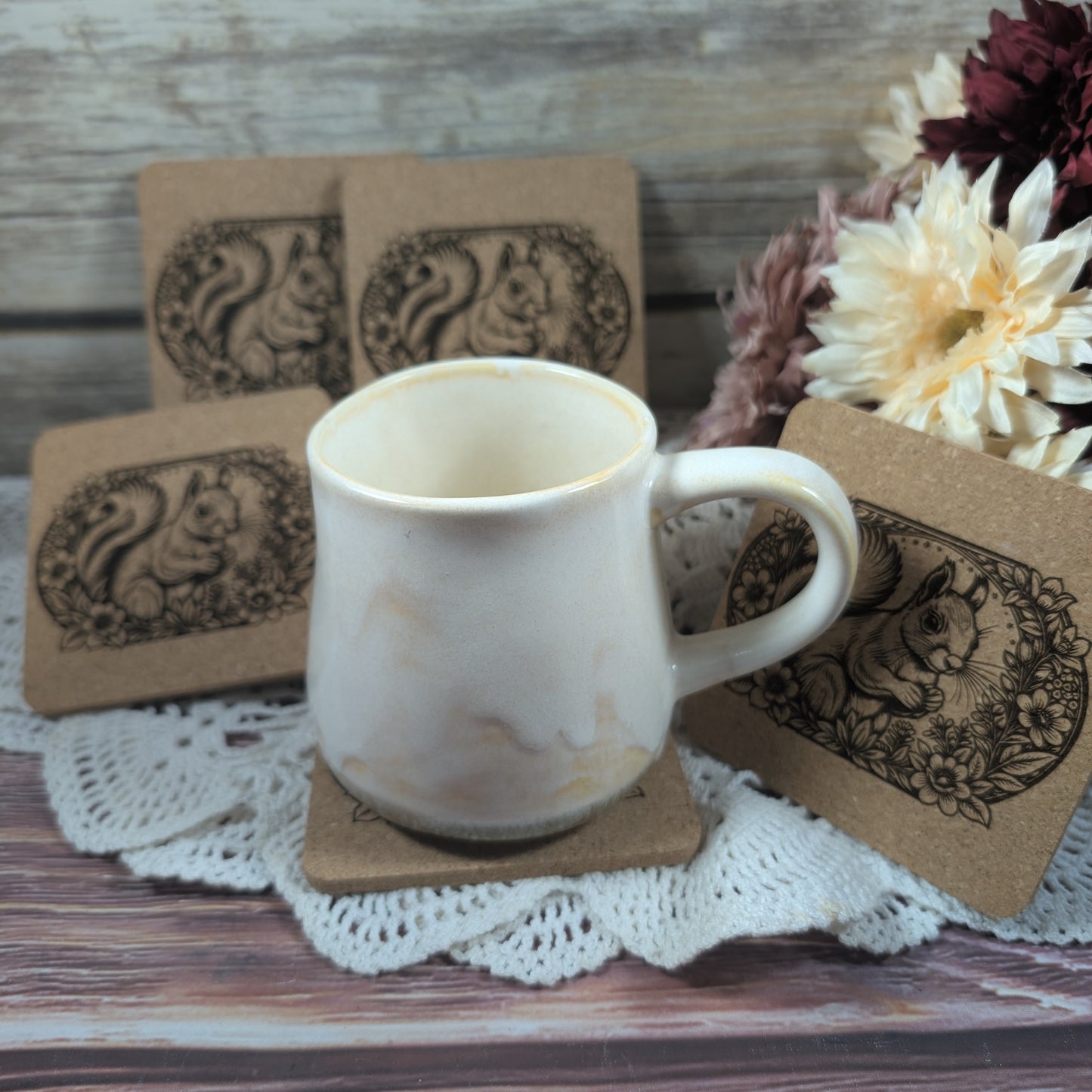 Squirrel cork coaster (square)