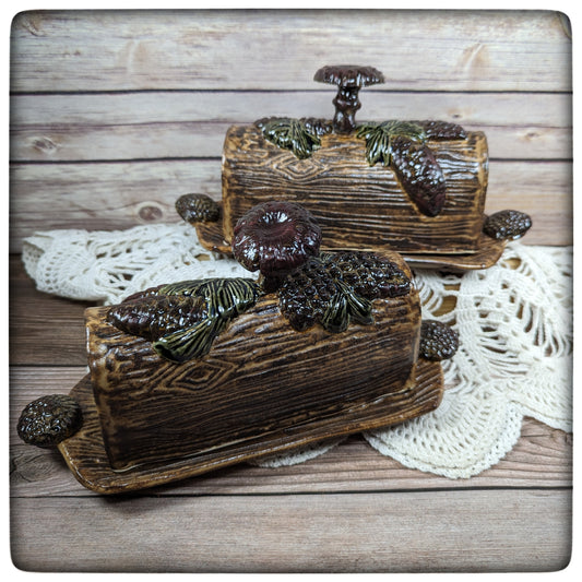 Butter dish (Pinecone and Mushroom)