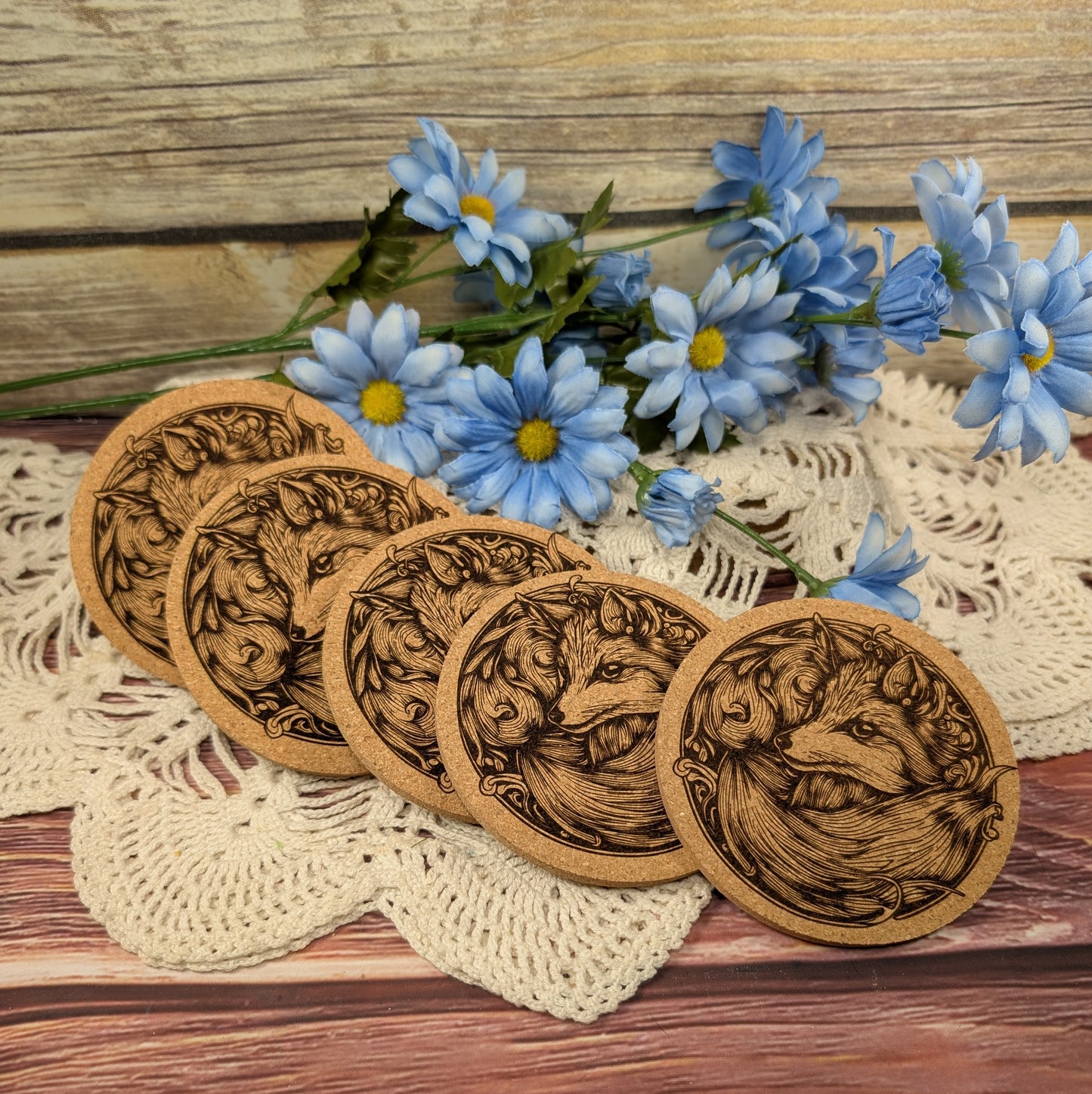 Fox cork coaster