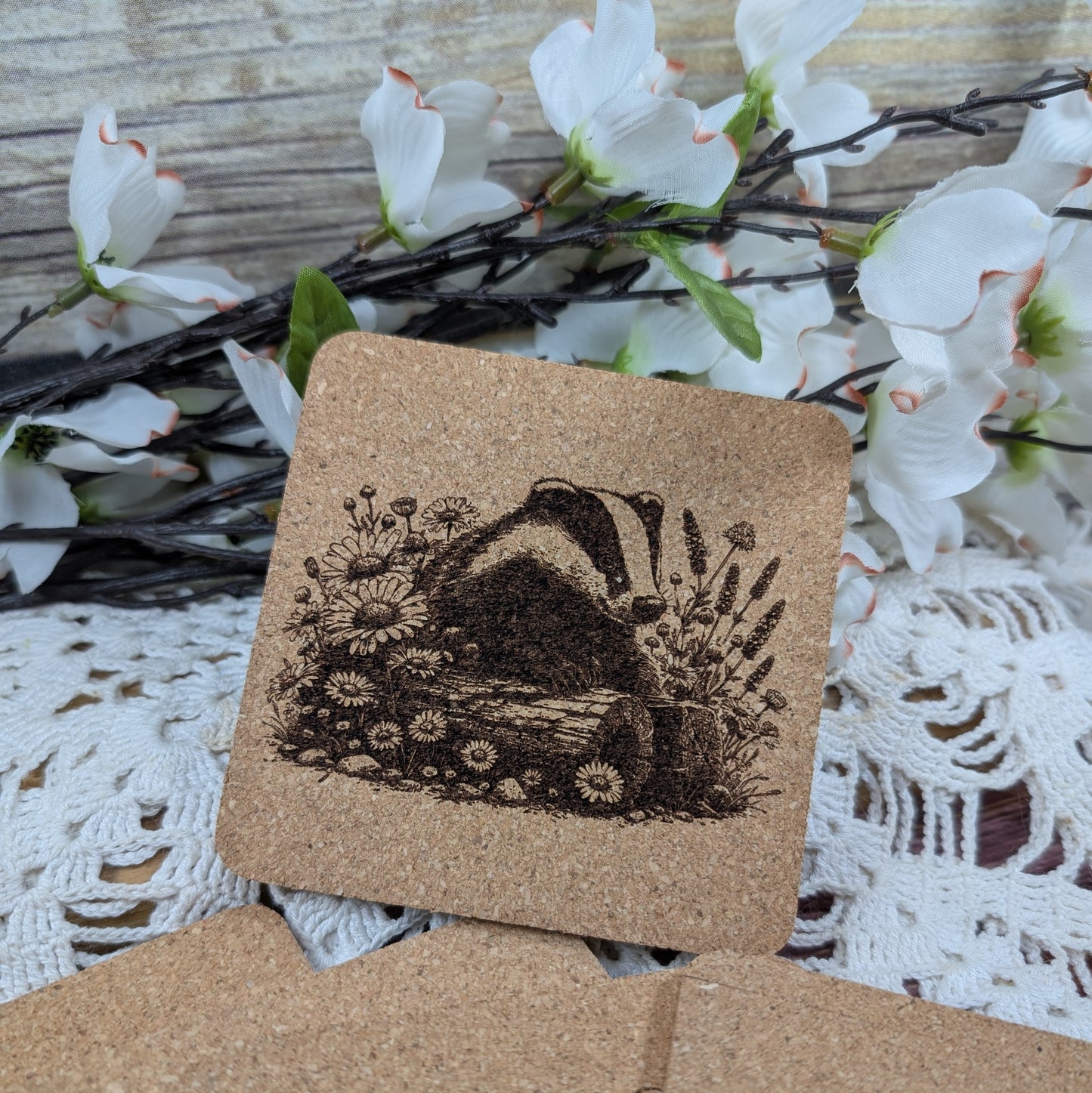 Badger cork coaster