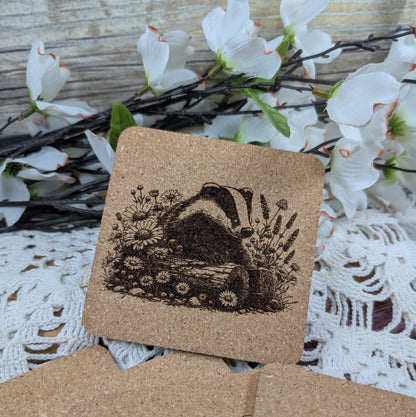 Badger cork coaster