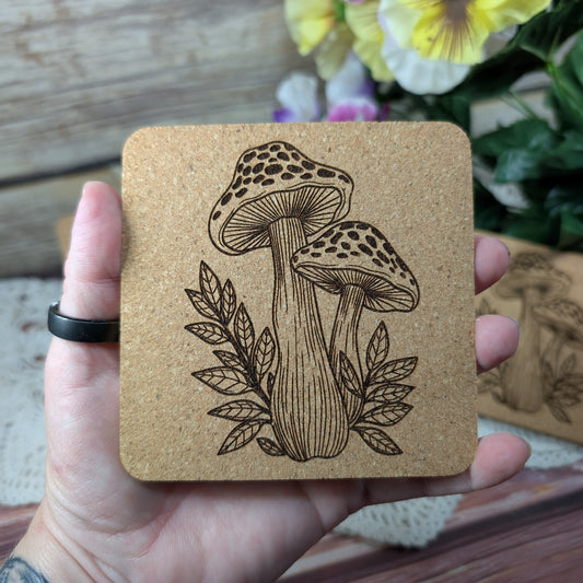 Amanita mushroom cork coaster