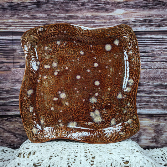 Sunflower swoopy square plate (10 inch)