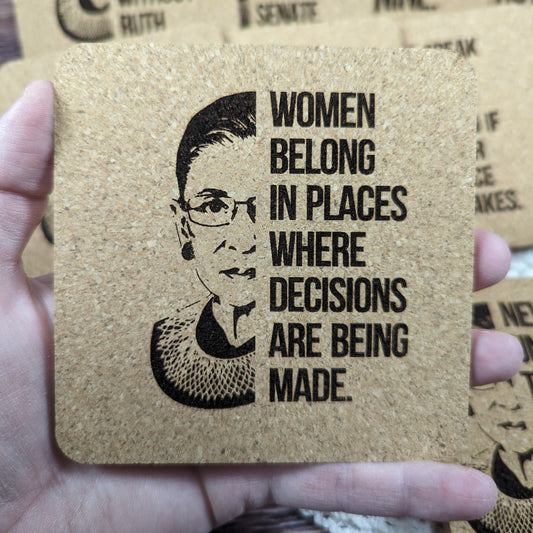 "Women belong in places..." RGB cork coaster