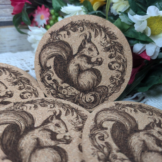 Squirrel cork coaster