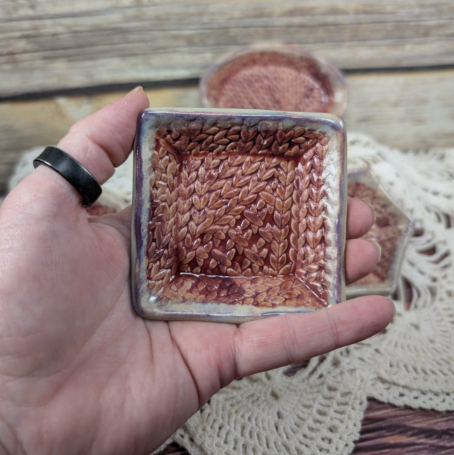 Tiny Trinket dish (knit stitch)