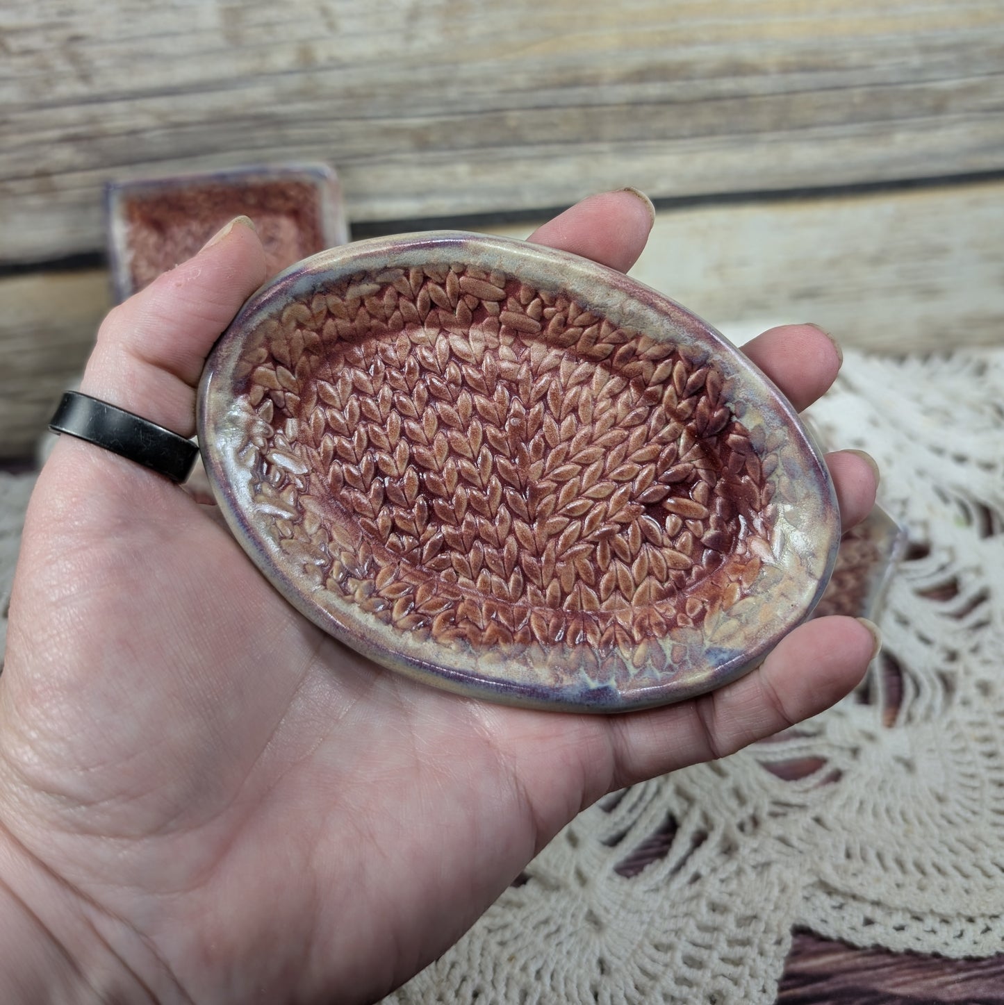 Tiny Trinket dish (knit stitch)