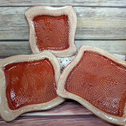 Knit Stitch swoopy square plate (6 inch)