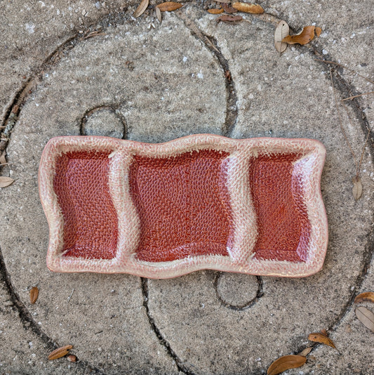 Knit Stitch oblong tray (three sectioned)