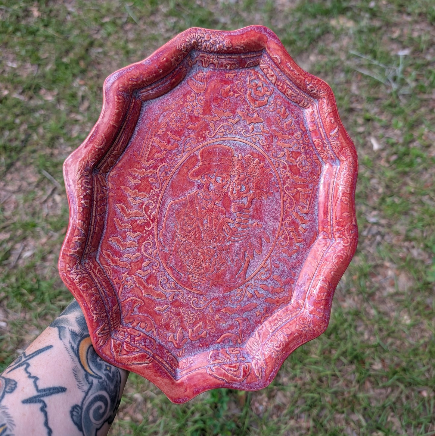 Large oval tray (Calavera couple)