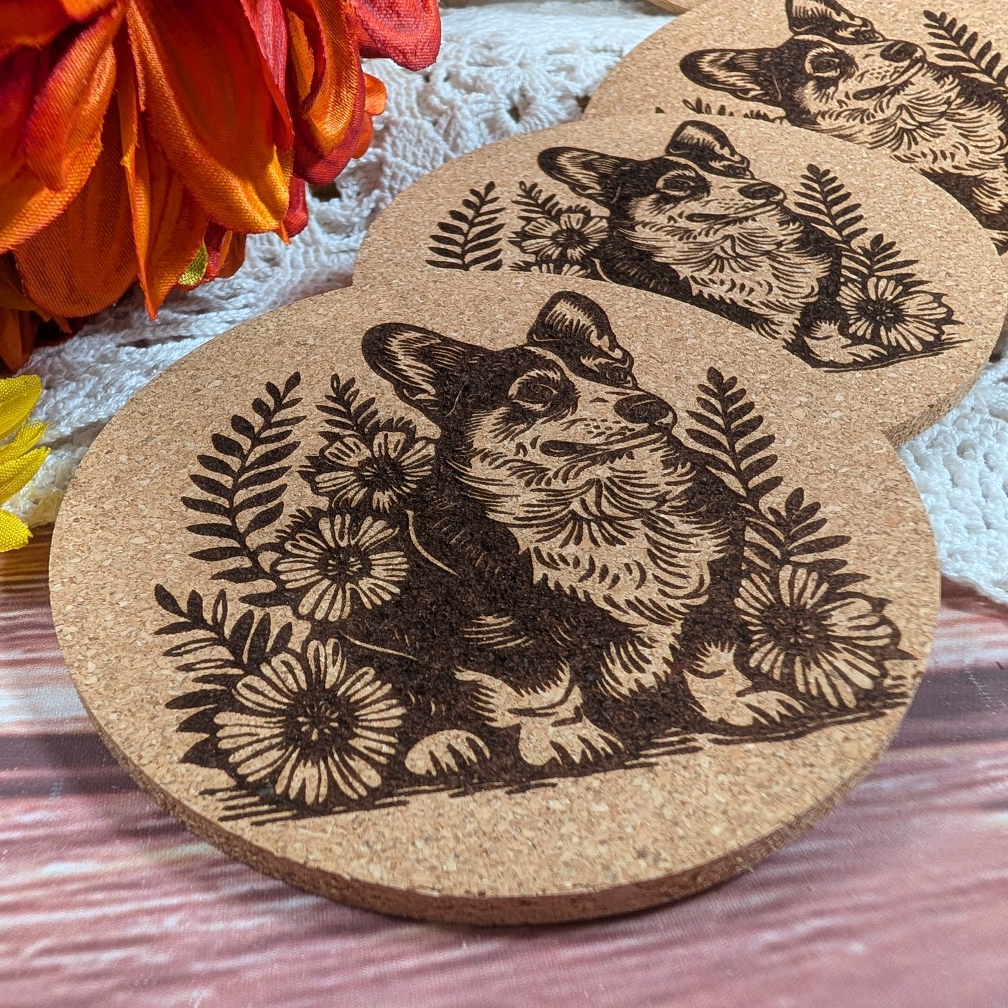 Corgi cork coaster