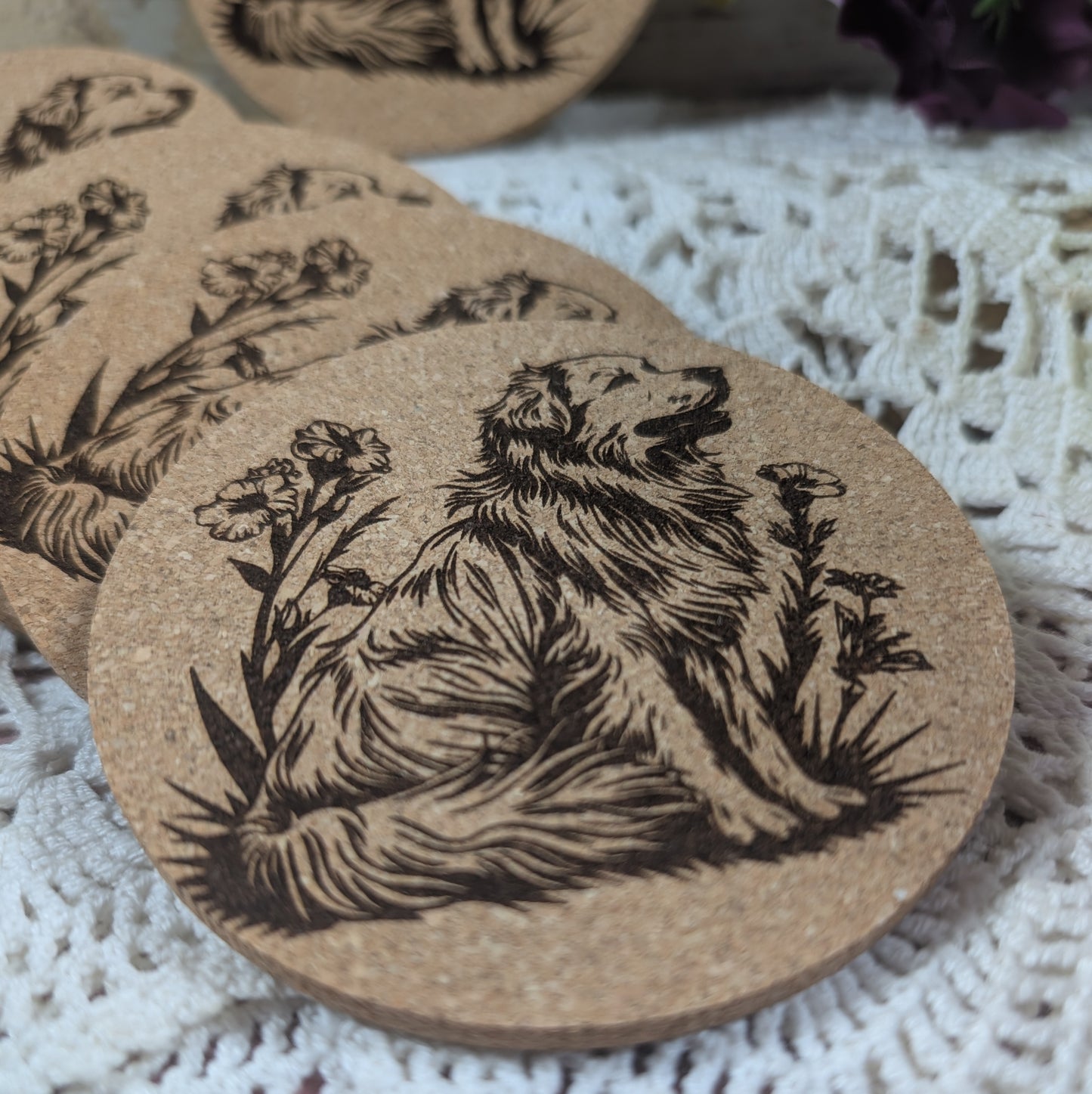 Great Pyrenees cork coaster