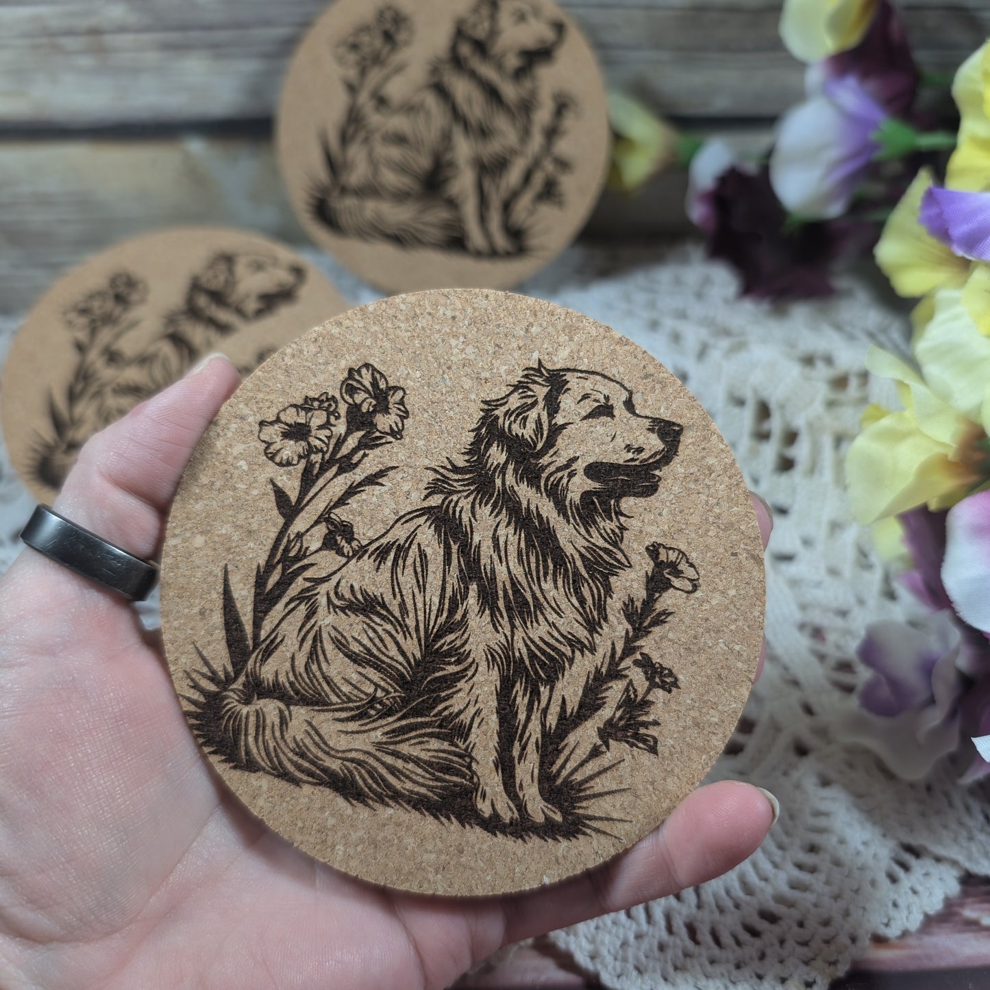 Great Pyrenees cork coaster