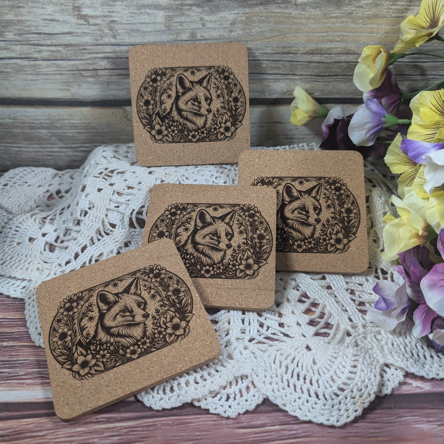 Fox cork coaster (square)