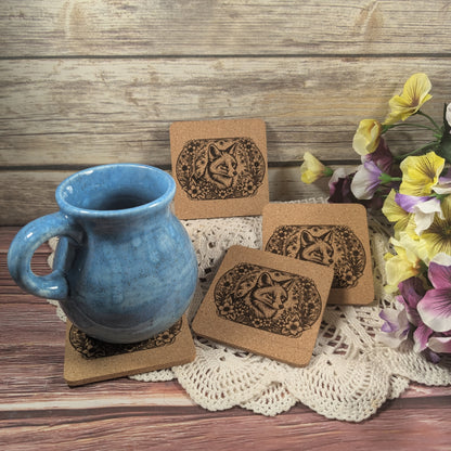 Fox cork coaster (square)