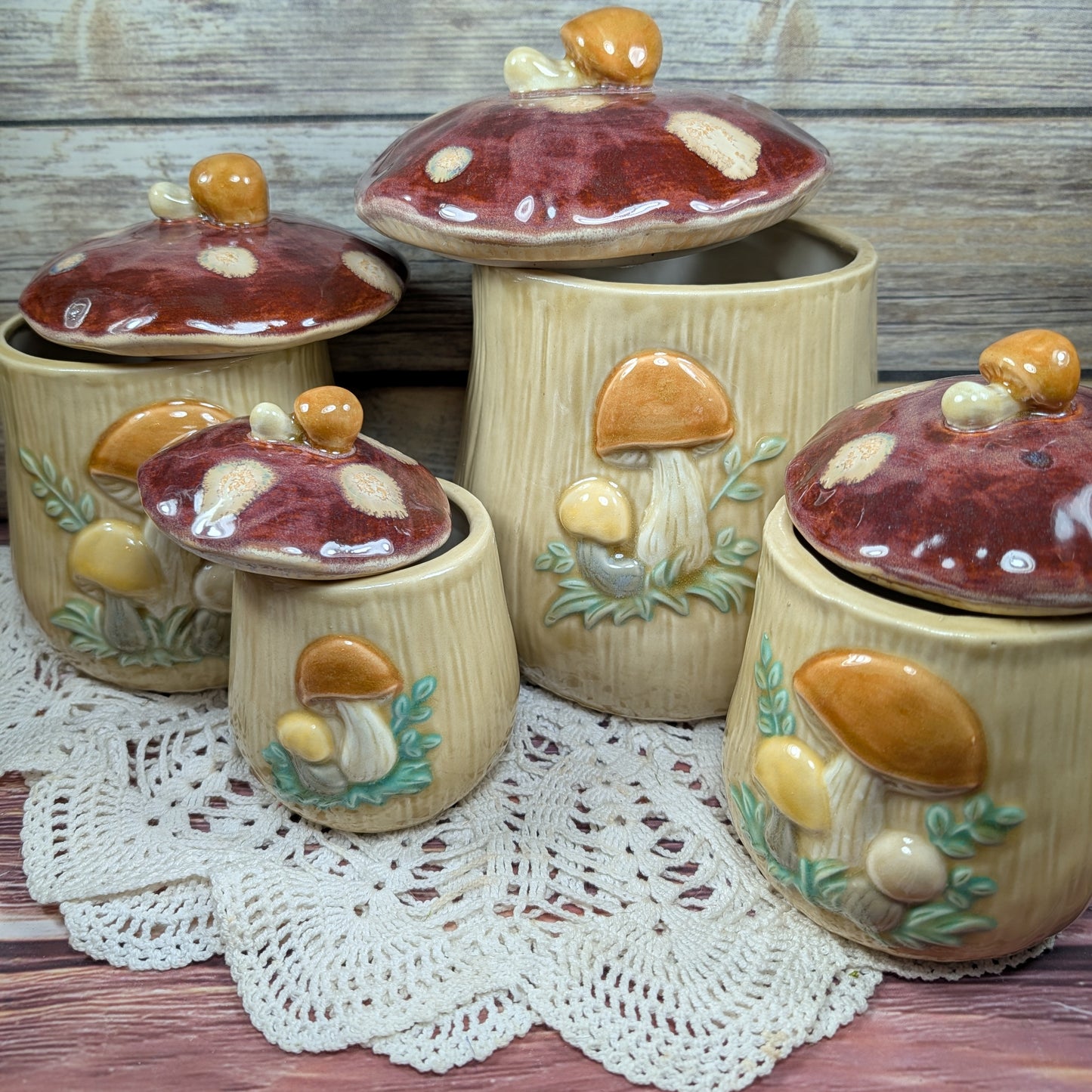 Retro Mushroom Canister Set (made-to-order, 6-8 weeks)