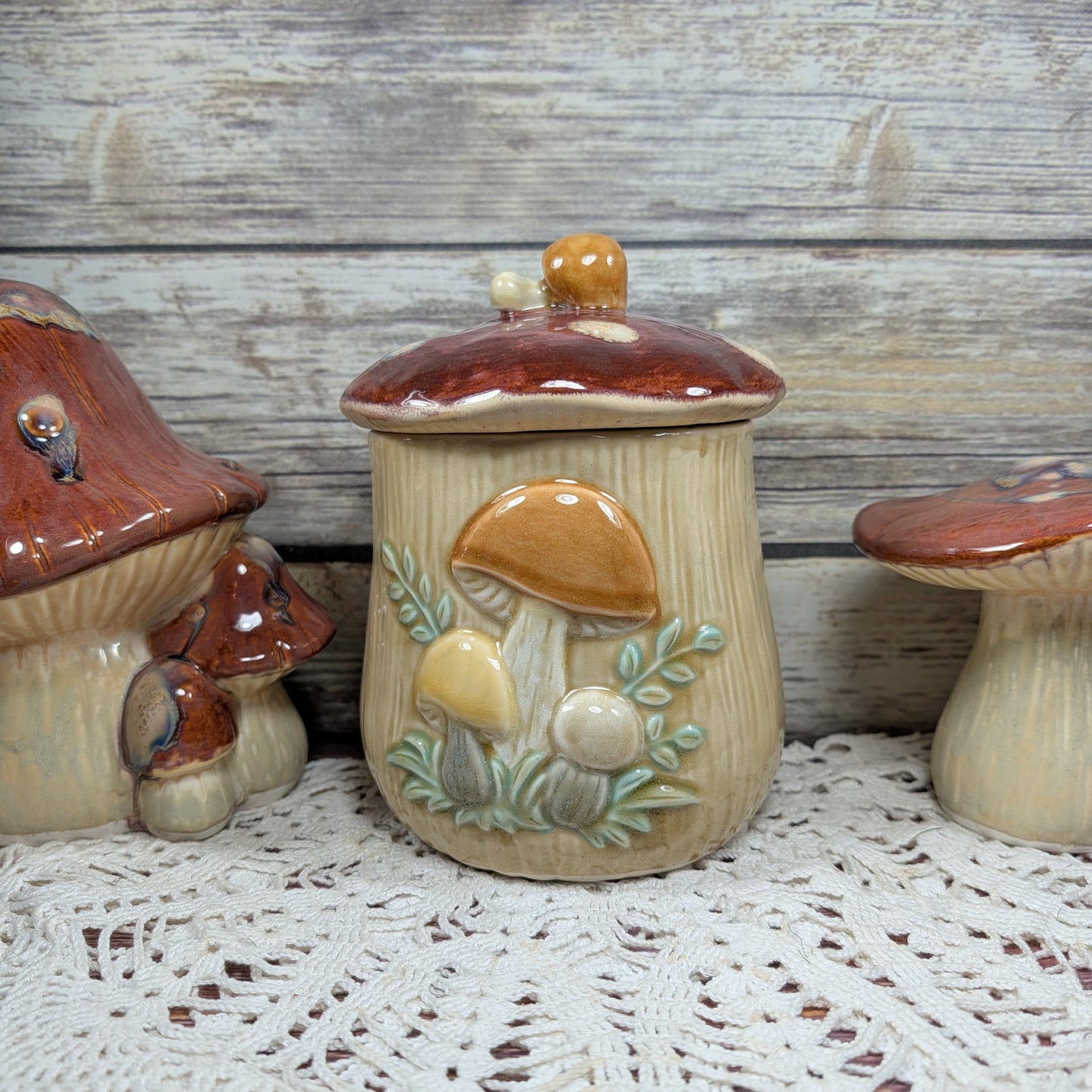 Retro Mushroom Canister Set (made-to-order, 6-8 weeks)