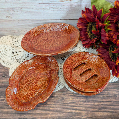 Sunflower soap dish (round; tiered)
