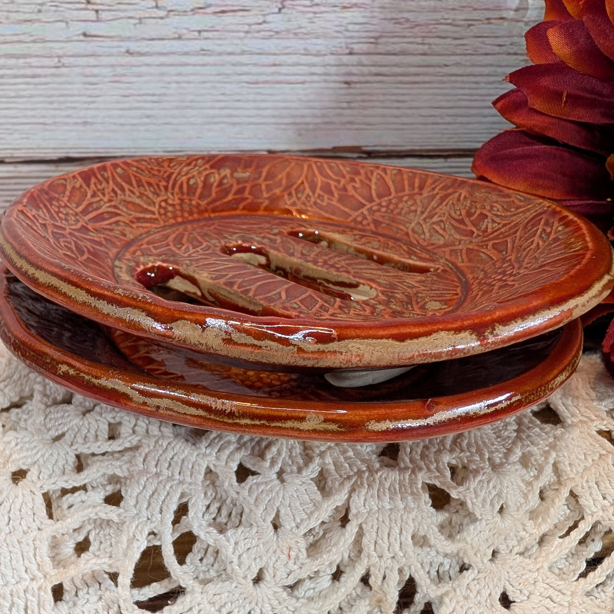 Sunflower soap dish (round; tiered)