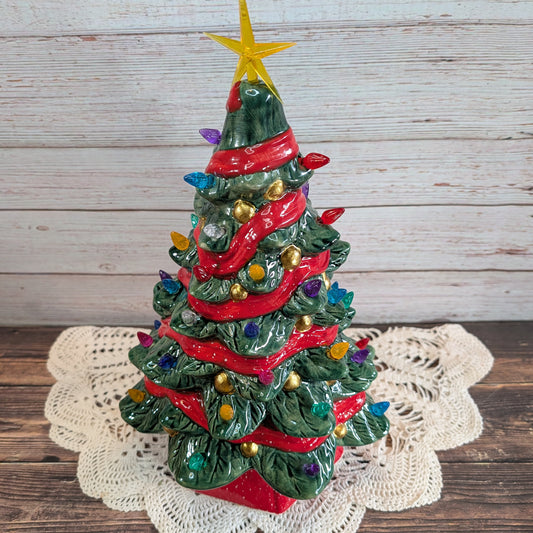 Christmas Tree (with lights and ribbon)