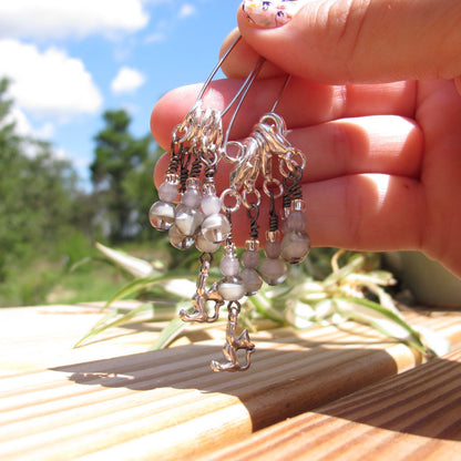 Cat stitch marker set in gray