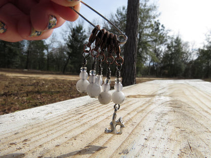 Cat stitch marker set in gray