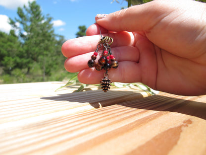 Pine cone stitch marker set in red