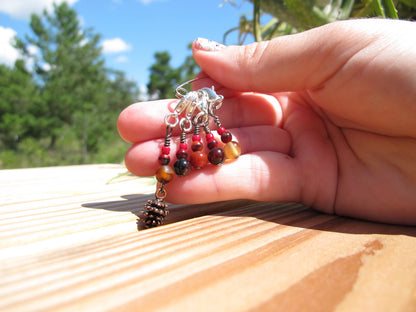 Pine cone stitch marker set in red
