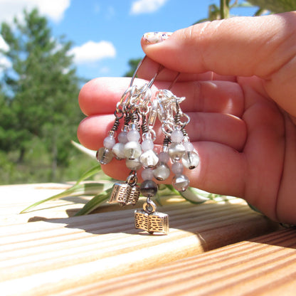 Book stitch marker set in gray