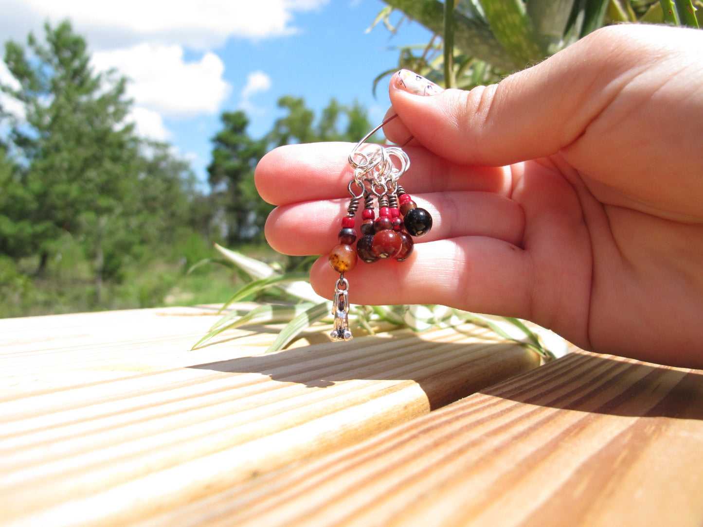 Cat stitch marker set in red