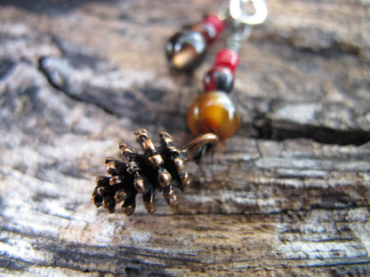 Pine cone stitch marker set in red