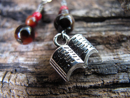 Book stitch marker set in red