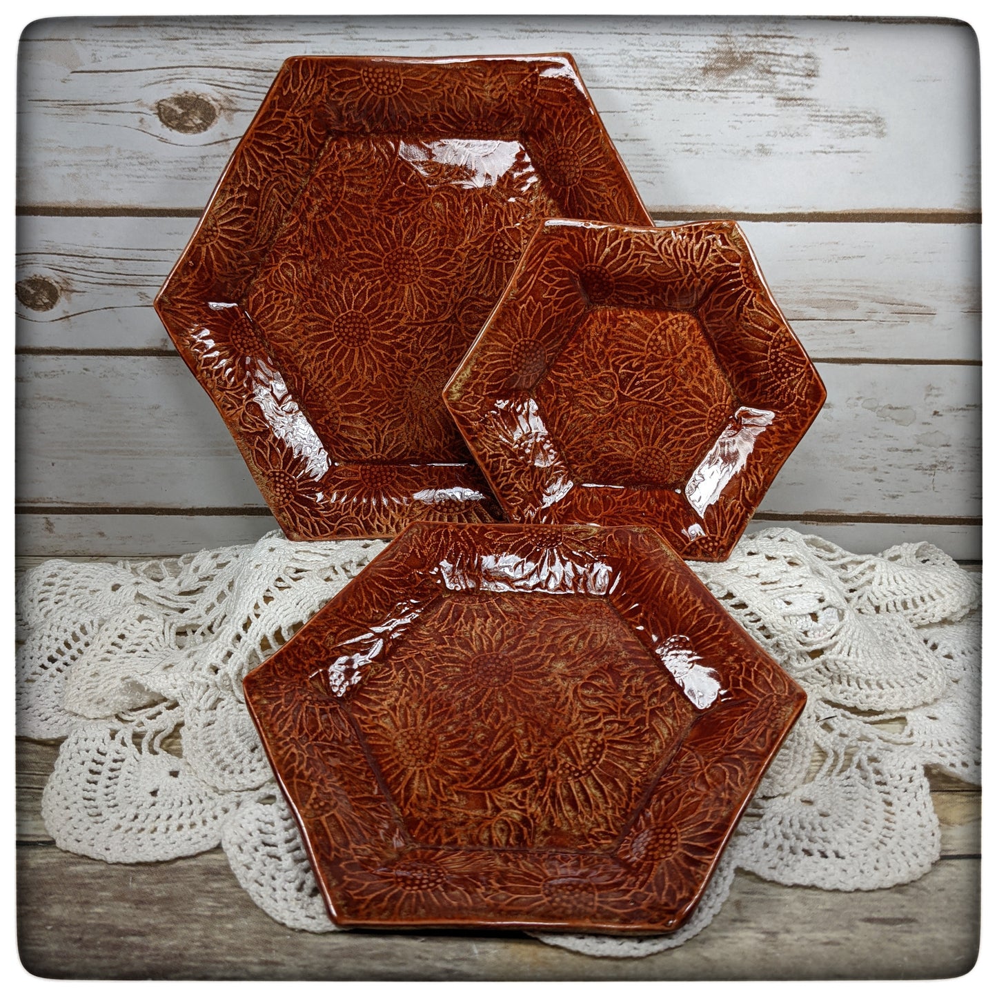 Sunflower hexagon dish (5.5 inch)