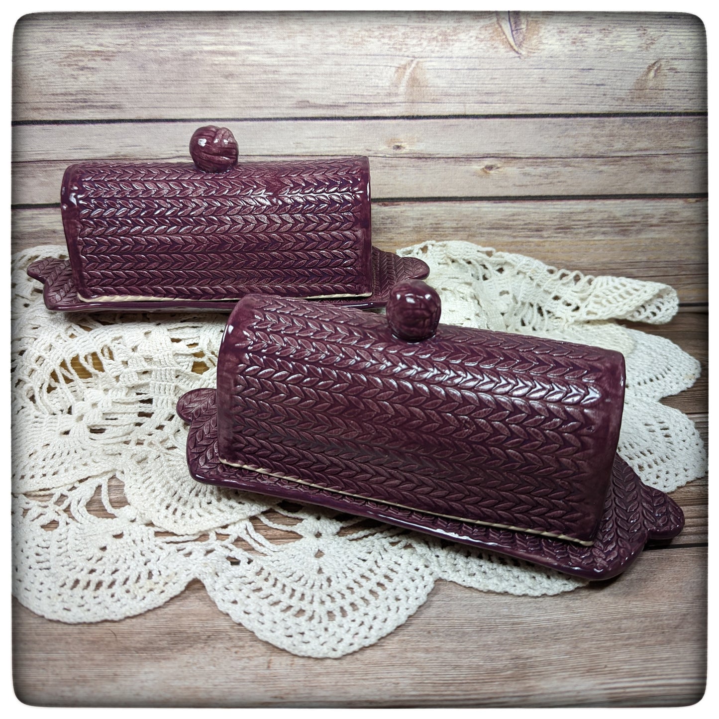 Knit Stitch butter dish
