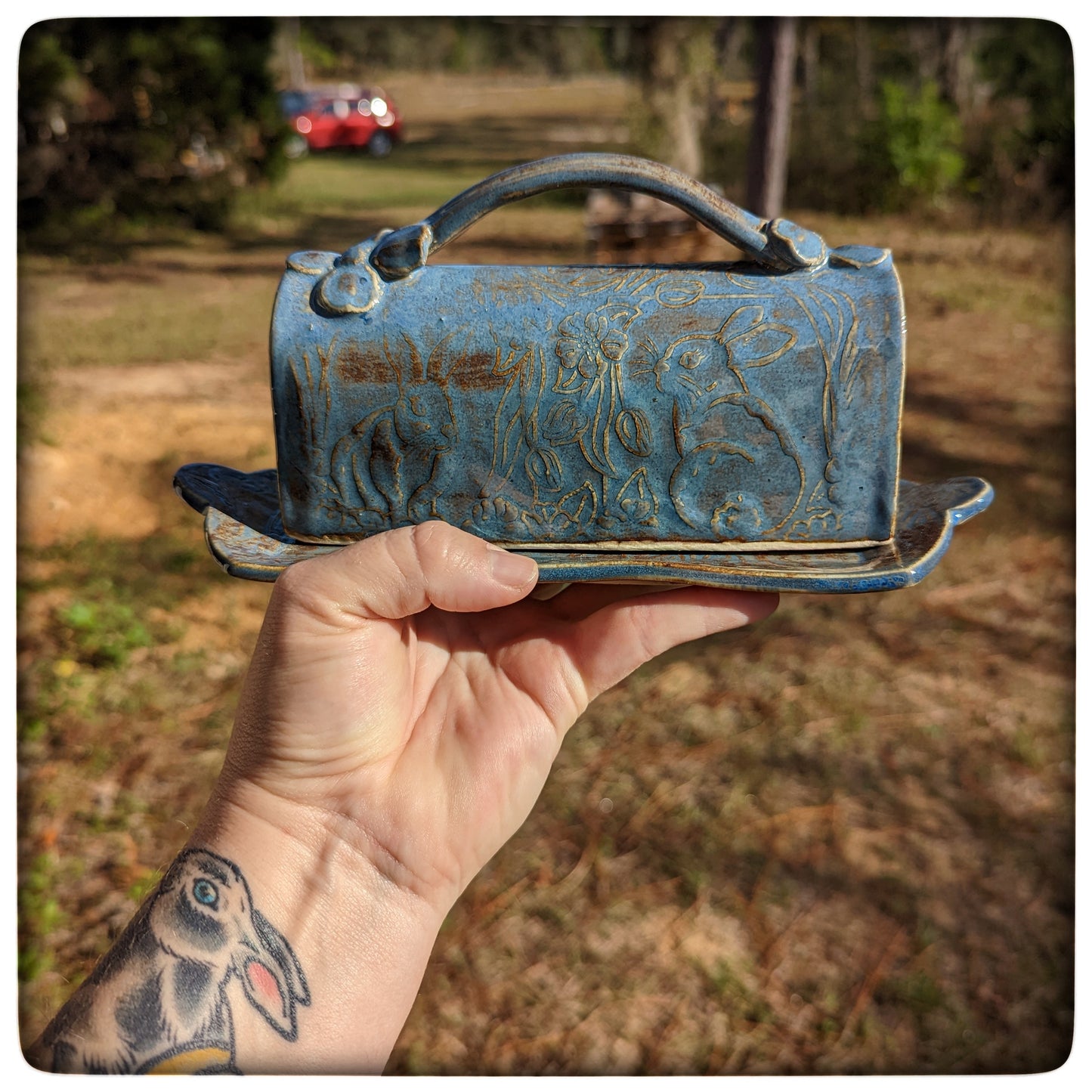 Rabbit butter dish